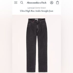 Abercrombie & Fitch Ultra High Rise Ankle Straight Jean — Black, 32R
